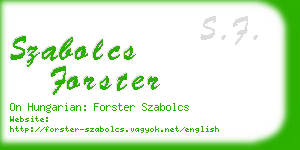 szabolcs forster business card